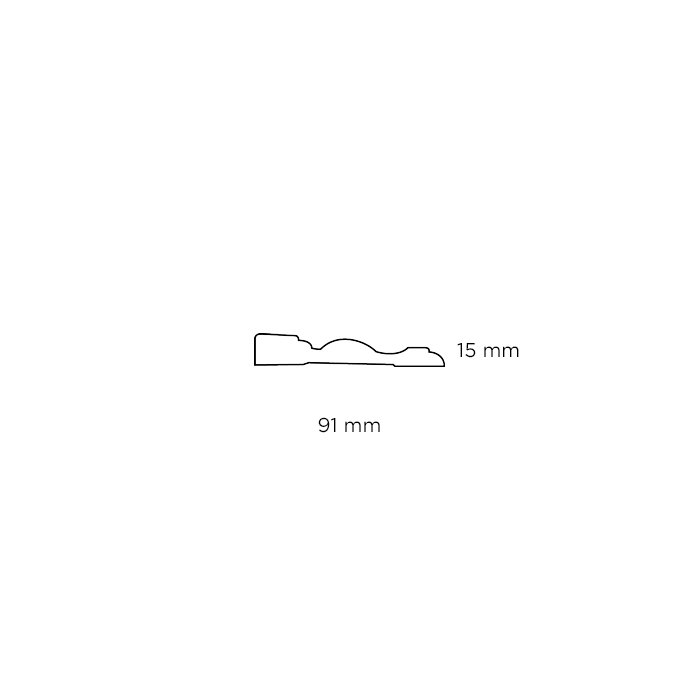 Indfatning almue hvid - 15 x 91 mm x 2,4 meter